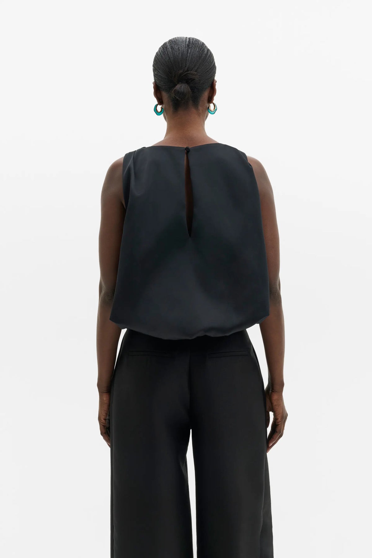 Malina Valentina Knotted Shoulder Satin Top