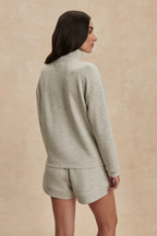Varley Arlene Zip Through Sweat in Light Grey Marl