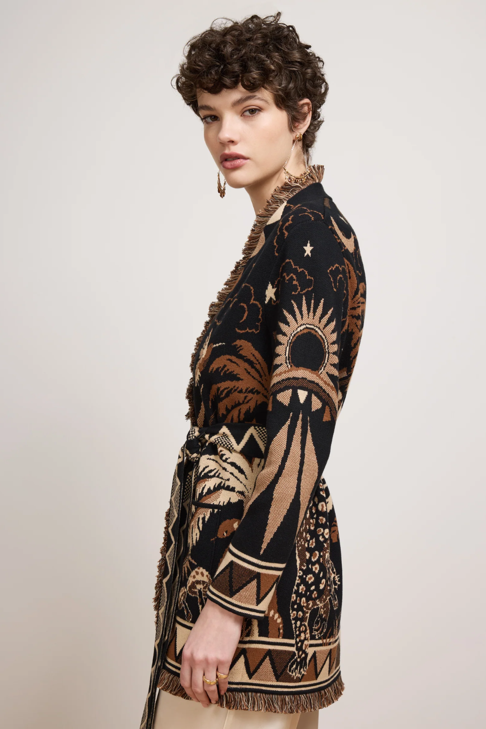Magic Leopard Cotton Cardigan in Black