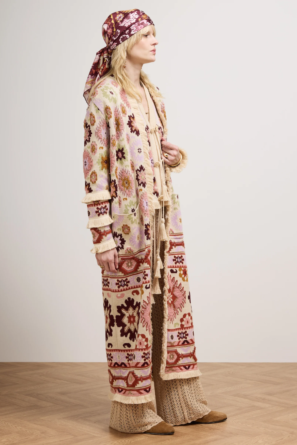 Soraya Cotton Lurex Duster in Ecru