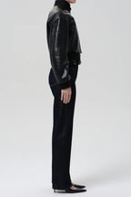 Palma Straight Long Jean Clean Hem in Inky Rinse