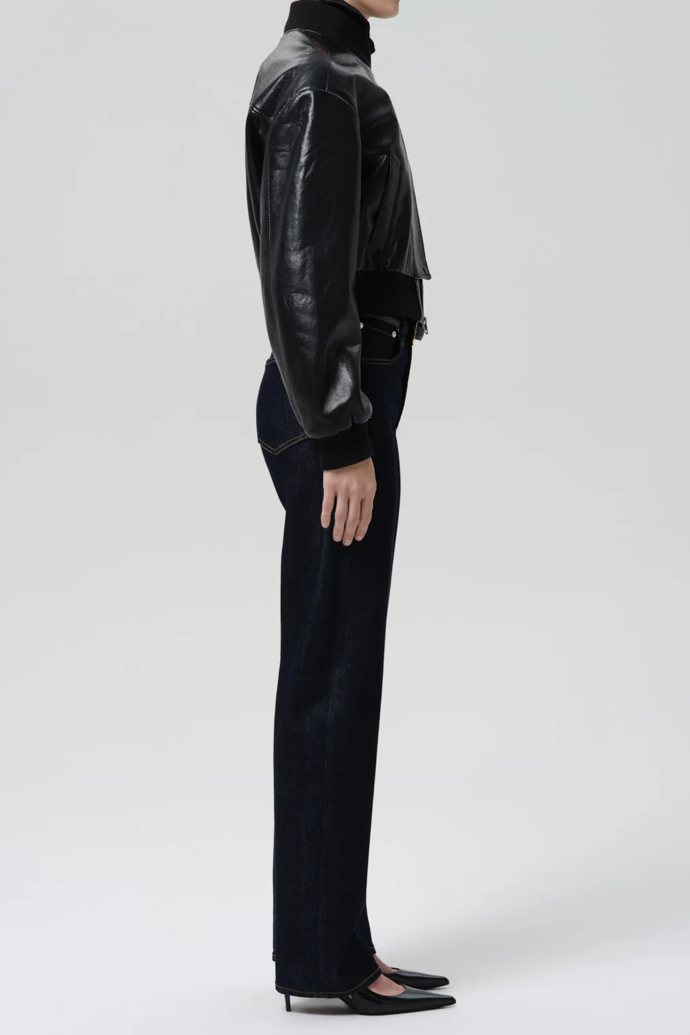 Palma Straight Long Jean Clean Hem in Inky Rinse