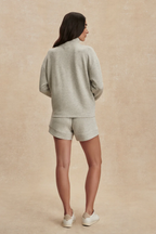 Varley Arlene Zip Through Sweat in Light Grey Marl