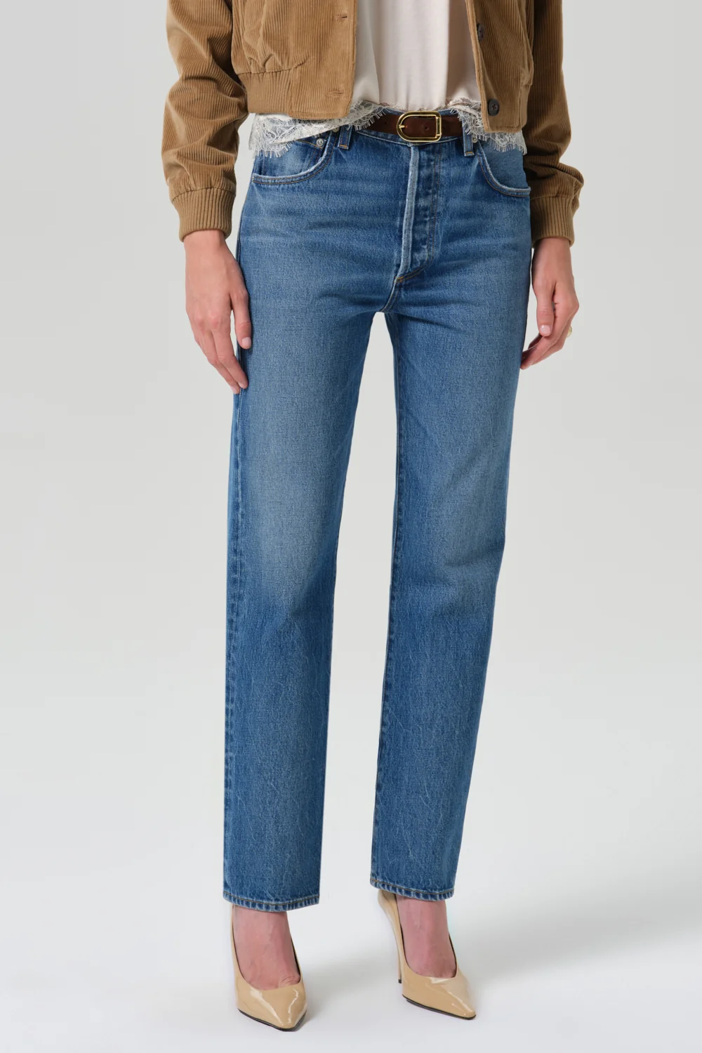 90s French High Rise Straight Jean in Pastis