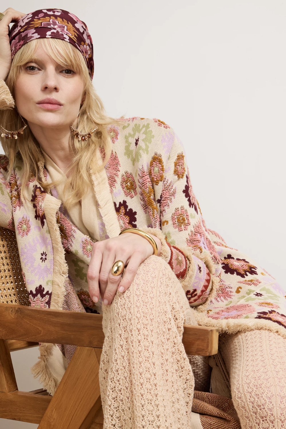 Soraya Cotton Lurex Duster in Ecru