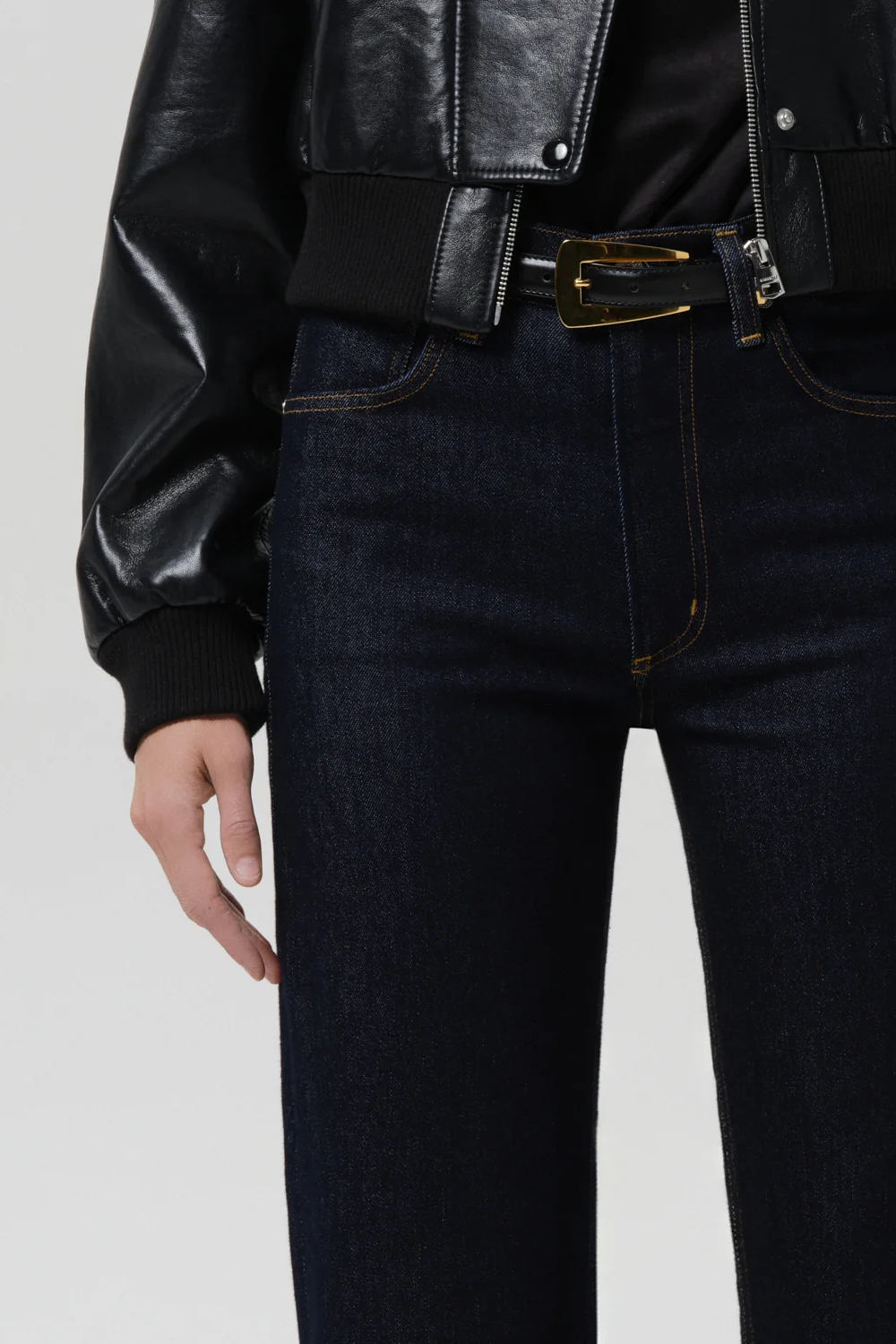 Palma Straight Long Jean Clean Hem in Inky Rinse