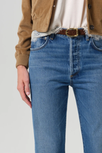 90s French High Rise Straight Jean in Pastis