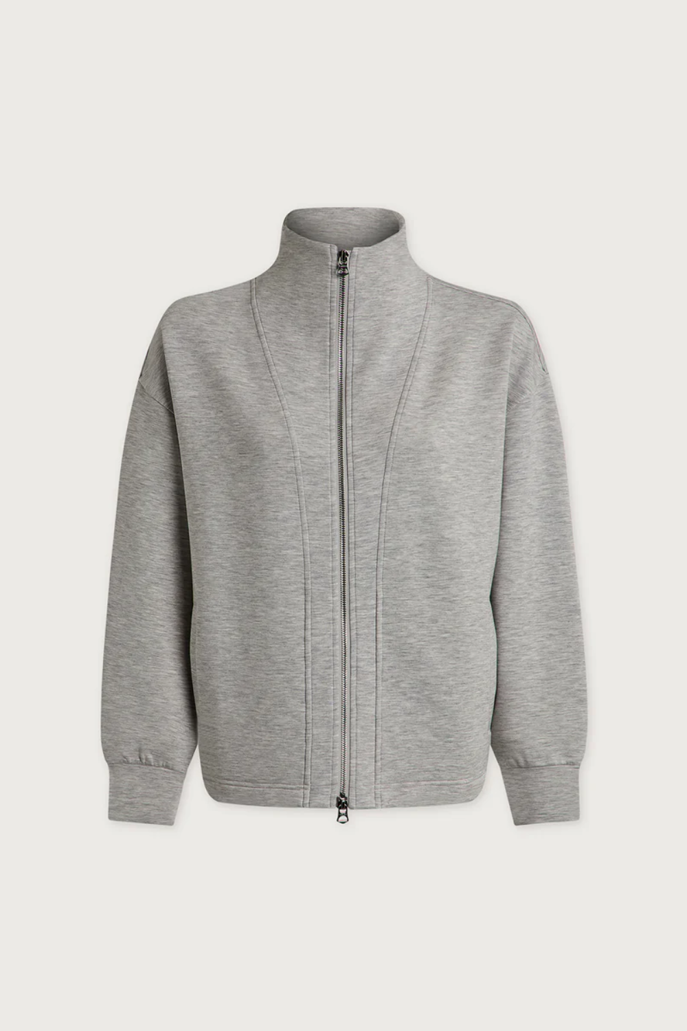 Varley Arlene Zip Through Sweat in Light Grey Marl