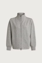 Varley Arlene Zip Through Sweat in Light Grey Marl
