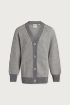 Varley Ryder Knit Cardigan in Grey Melange / White