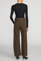 The Bow High Rise Curved Leg Crop Flocked in Sandcat