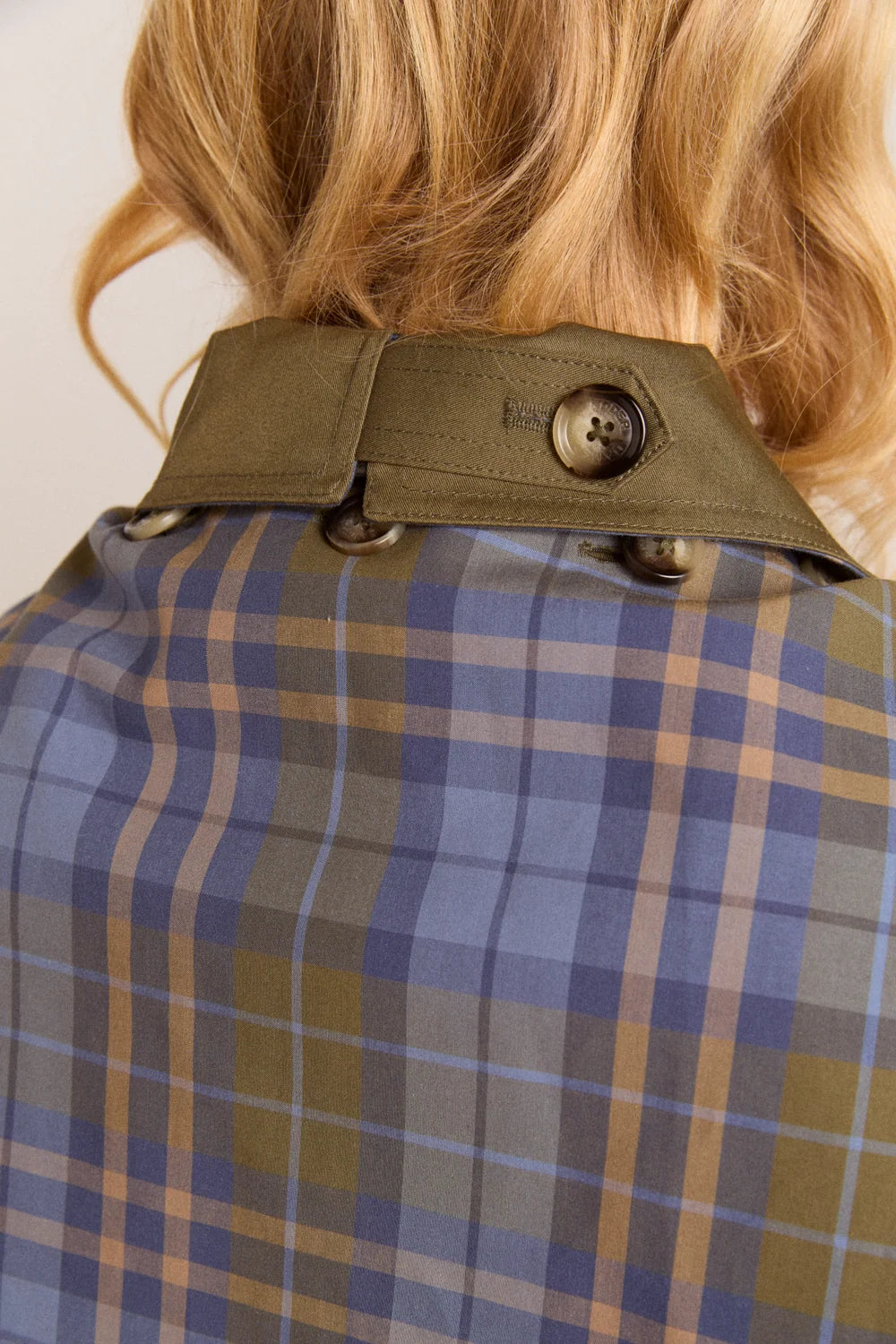 Damson Madder Reversible Jerry Crop Trench Coat in Olive