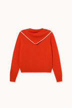The Tiny Big Sister Scarf Neck Lara Cardigan in Dark Red