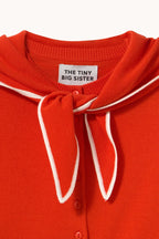 The Tiny Big Sister Scarf Neck Lara Cardigan in Dark Red