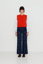 The Tiny Big Sister Buttoned Merino Wool Vest in Red