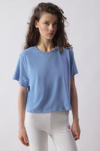 American Vintage Ypawood T Shirt in Blue Melange