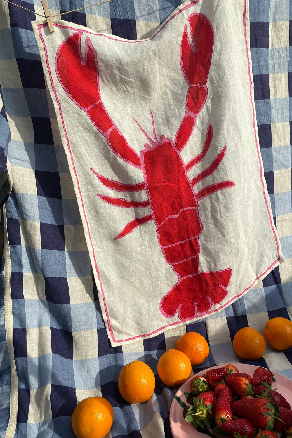 Amuse La Bouche Lobster Embroidered Tea Towel