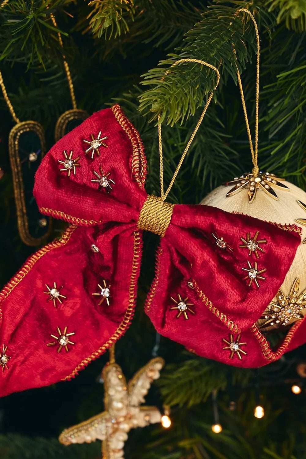Anna + Nina Beaded Crimson Luxe Bow Ornament