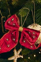 Anna + Nina Beaded Crimson Luxe Bow Ornament