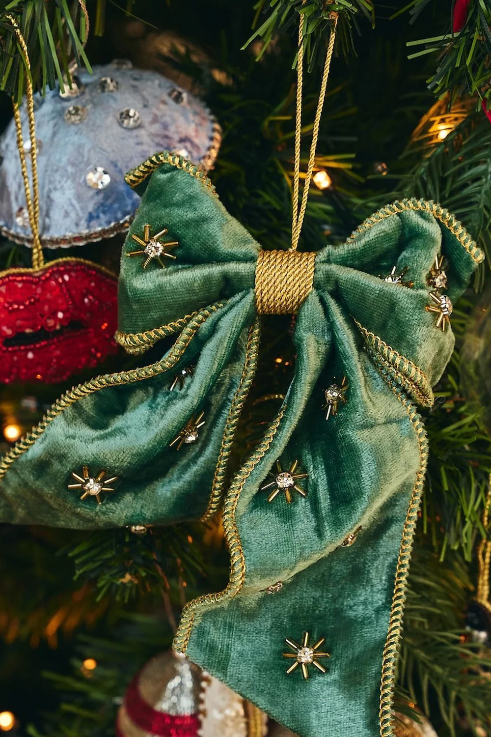 Anna + Nina Beaded Verdant Luxe Bow Ornament