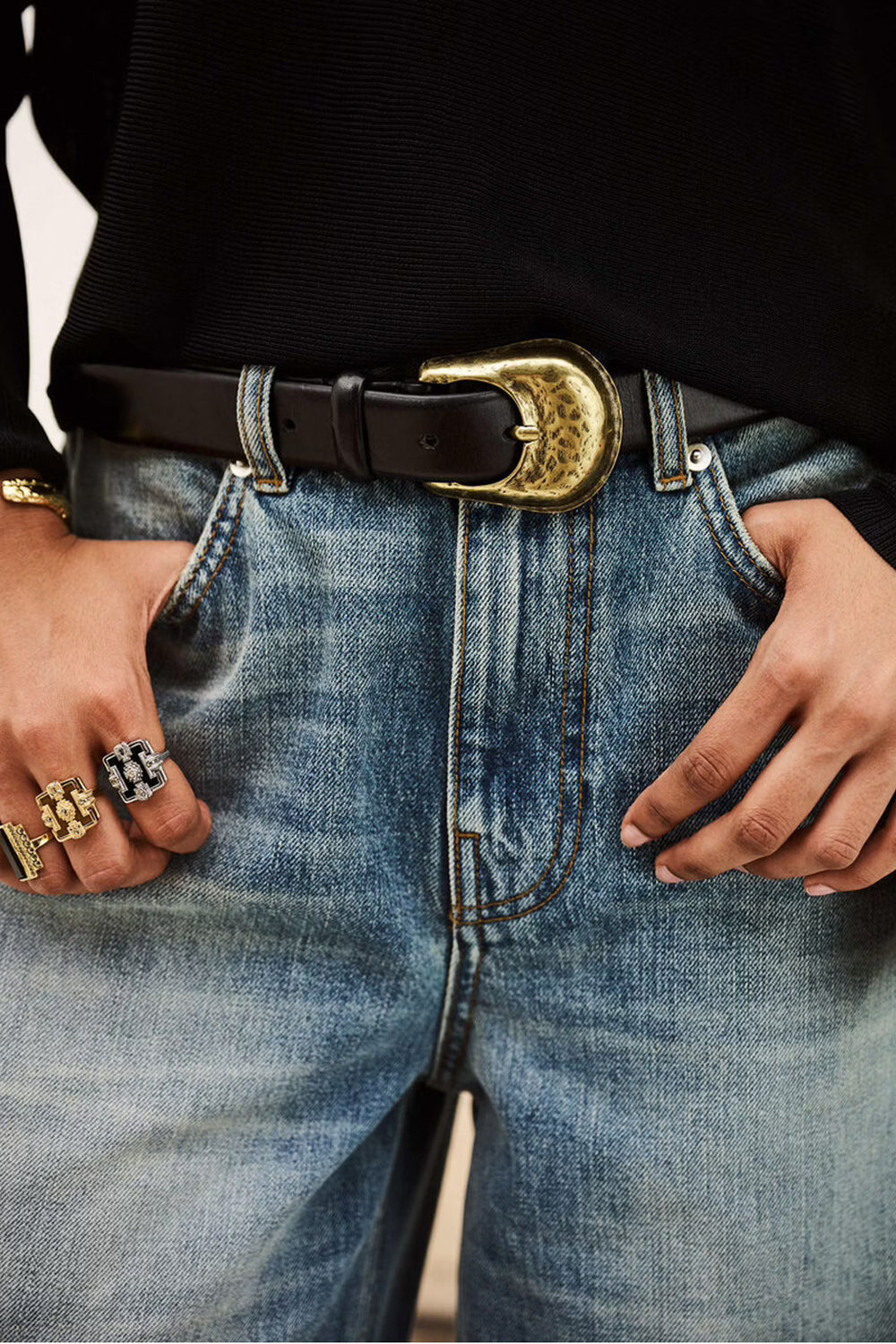 BA&SH Bumb Belt in Black Leather