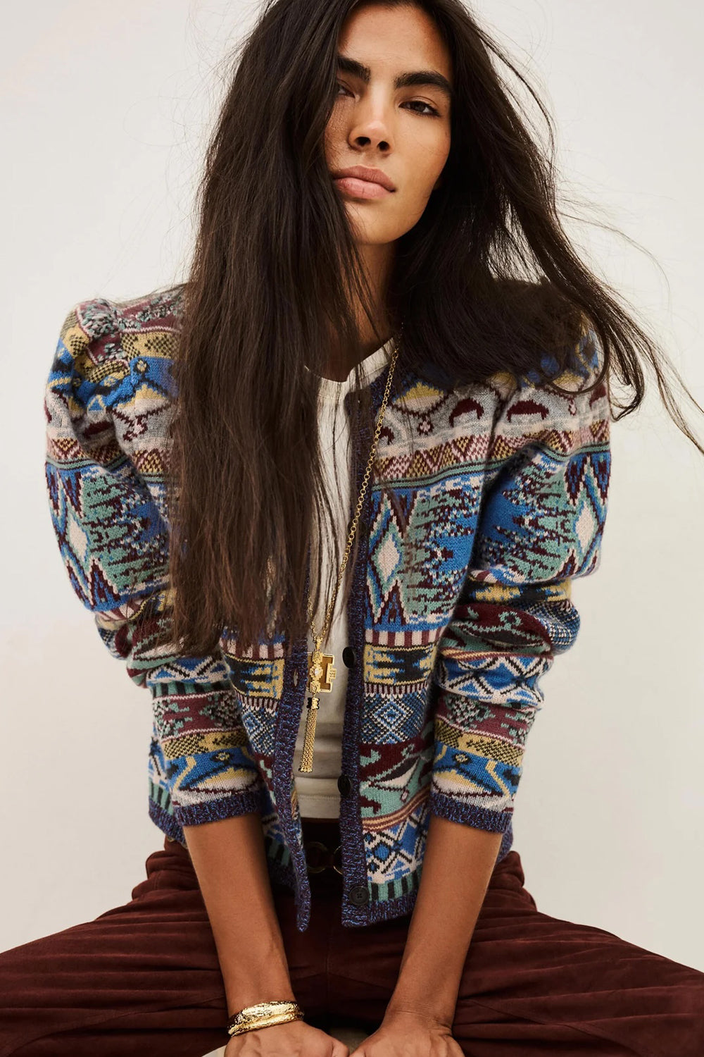 BA&SH Maja Short Knit Cardigan in Multi