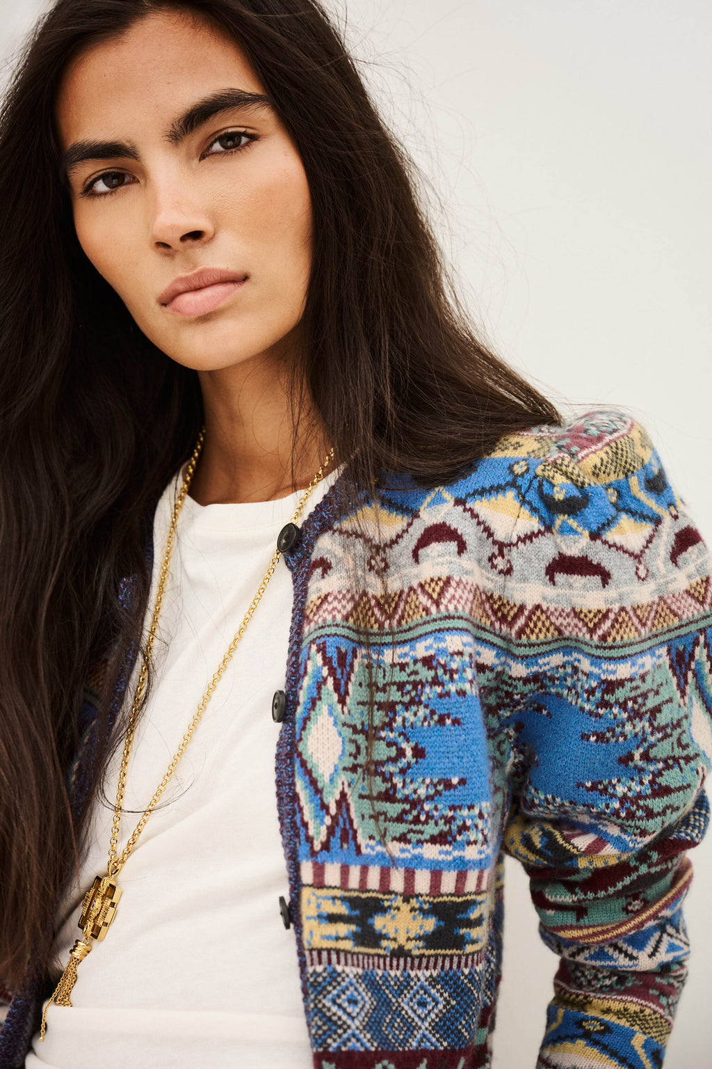 BA&SH Maja Short Knit Cardigan in Multi