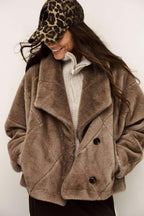 BA&SH Pinie Faux Fur Coat in Taupe