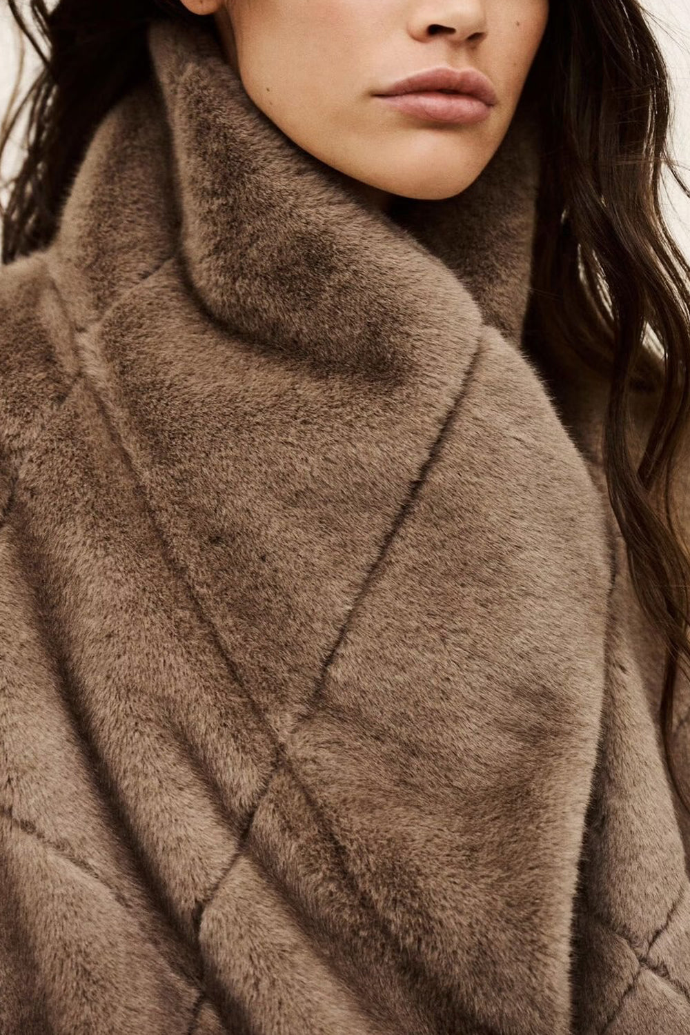 BA&SH Pinie Faux Fur Coat in Taupe