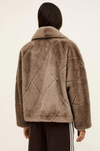 BA&SH Pinie Faux Fur Coat in Taupe