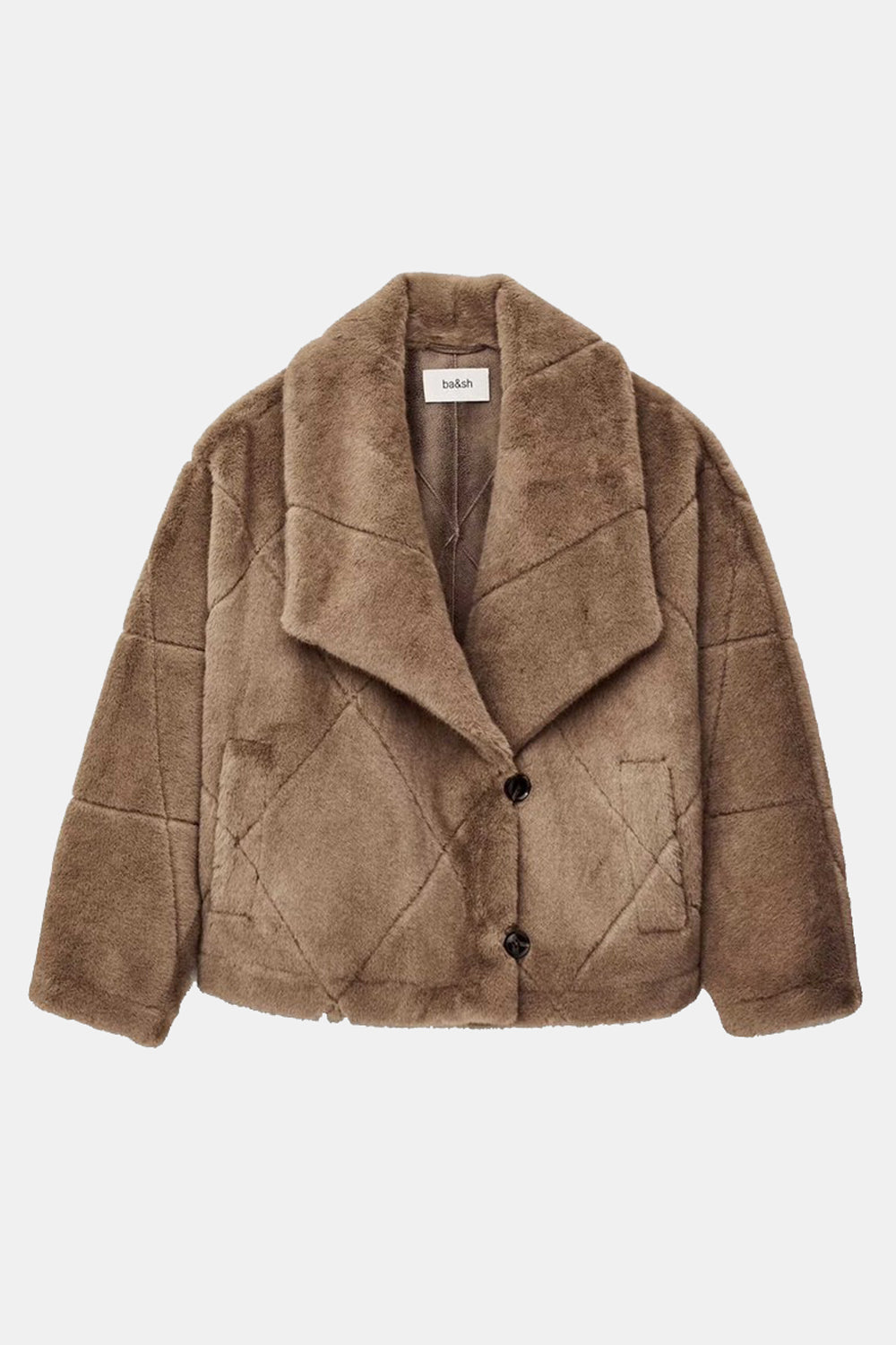 BA&SH Pinie Faux Fur Coat in Taupe