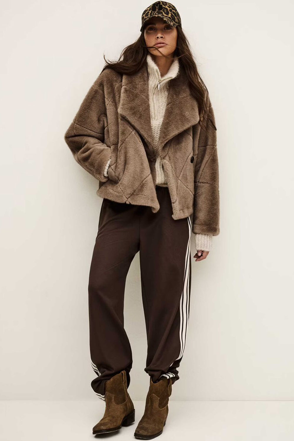 BA&SH Pinie Faux Fur Coat in Taupe