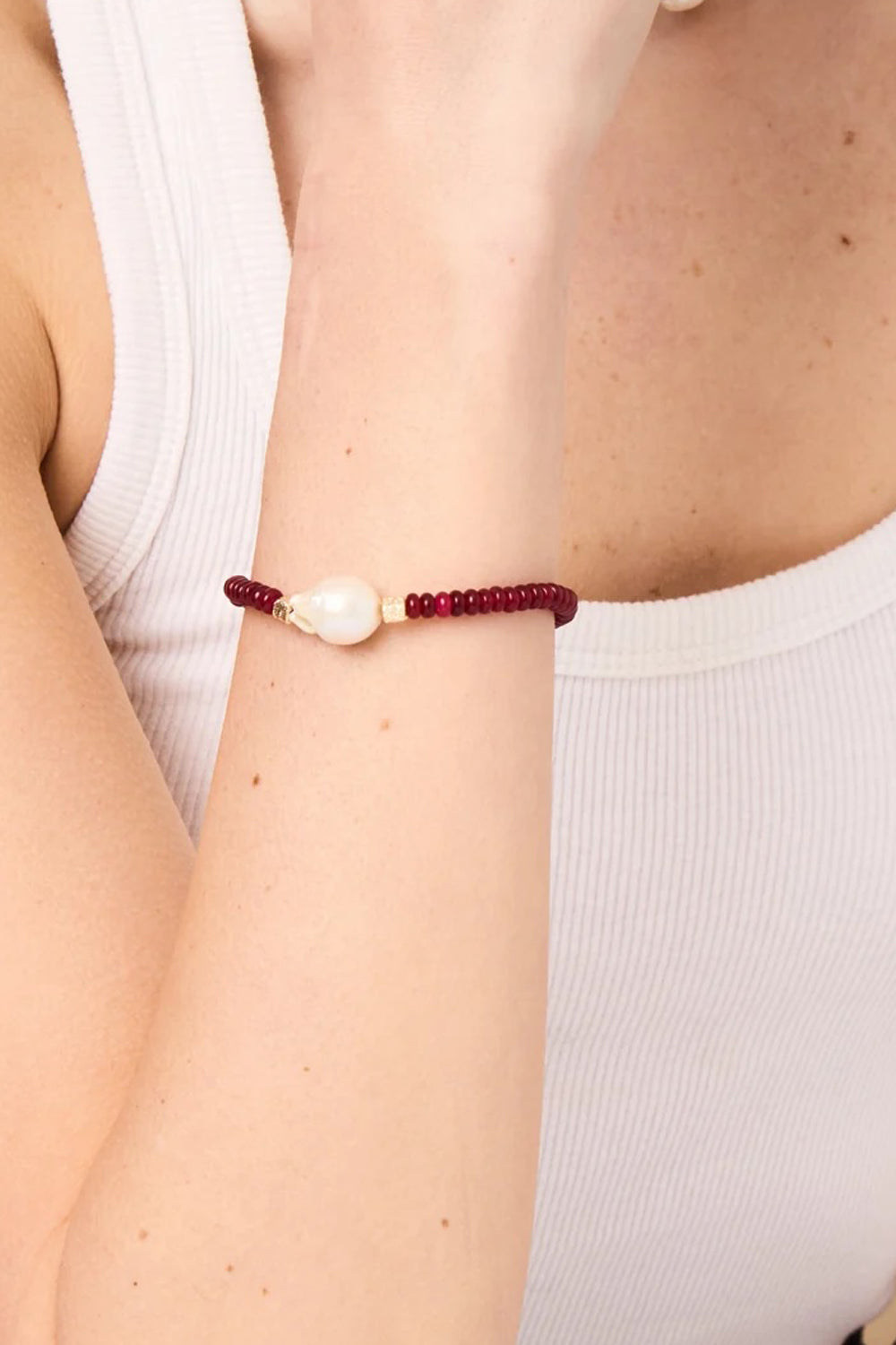 By Alona Verity Bracelet in Red/Pearl