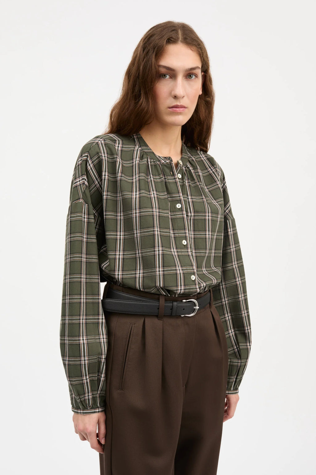 Skall Studio Cilla Shirt in Green / White Check
