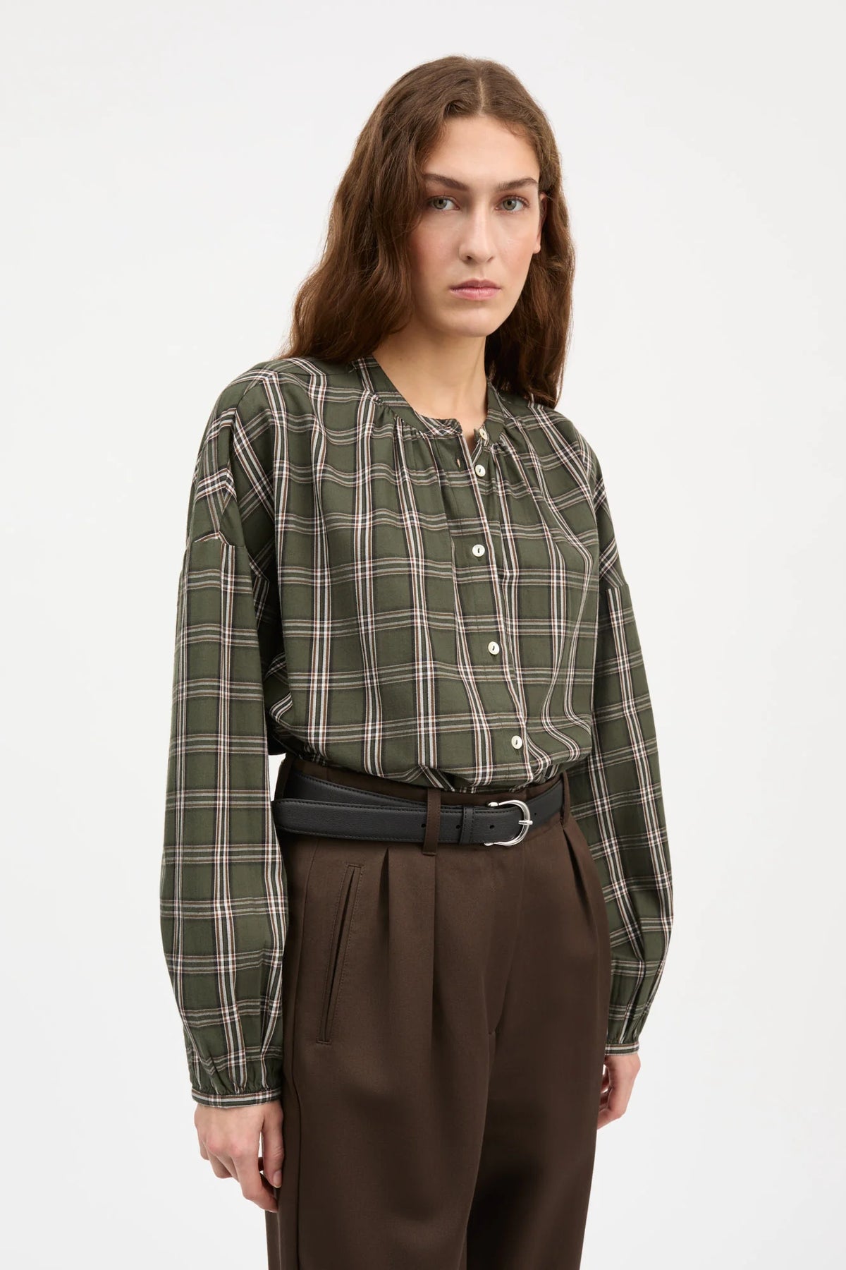 Skall Studio Cilla Shirt in Green / White Check