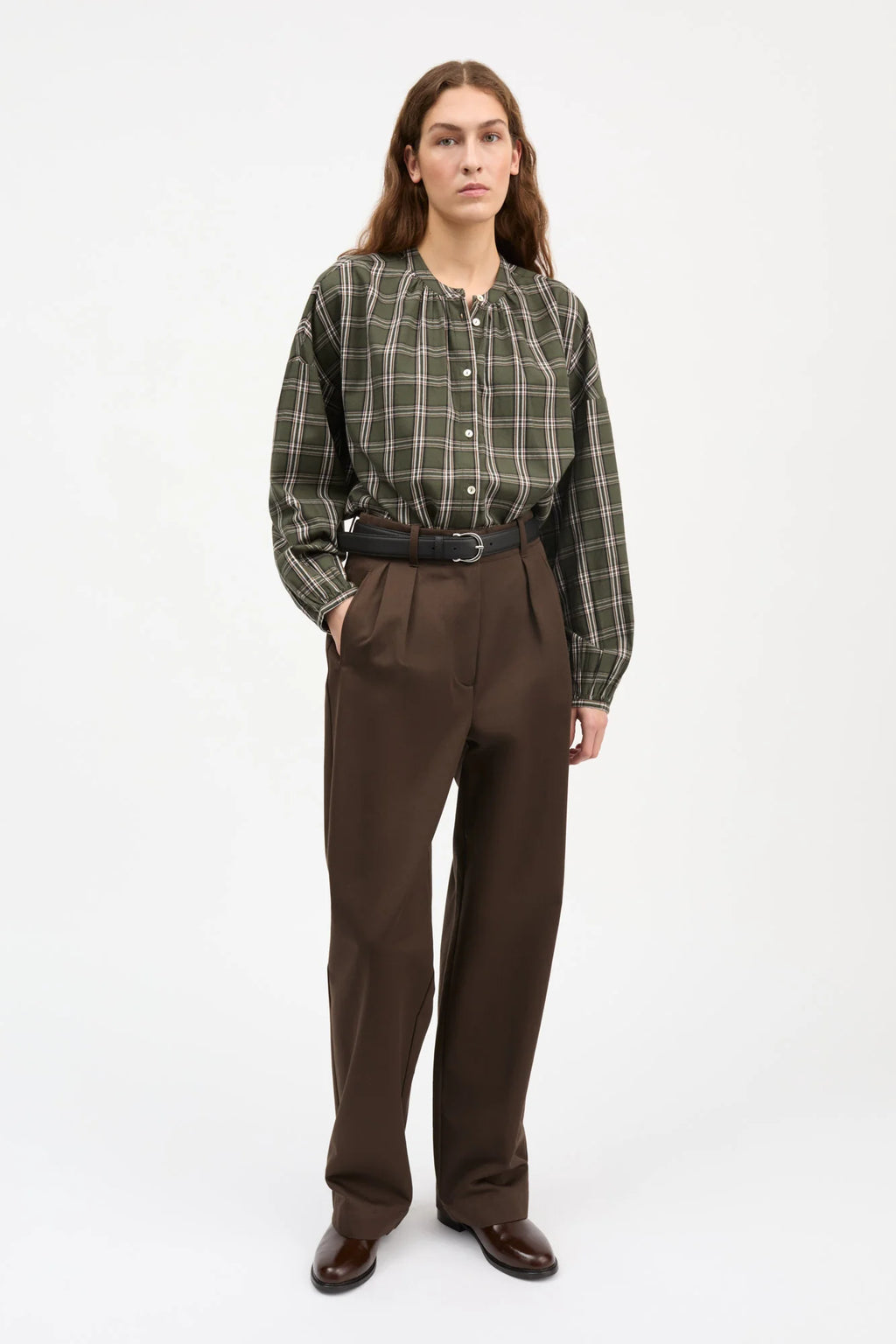 Skall Studio Cilla Shirt in Green / White Check