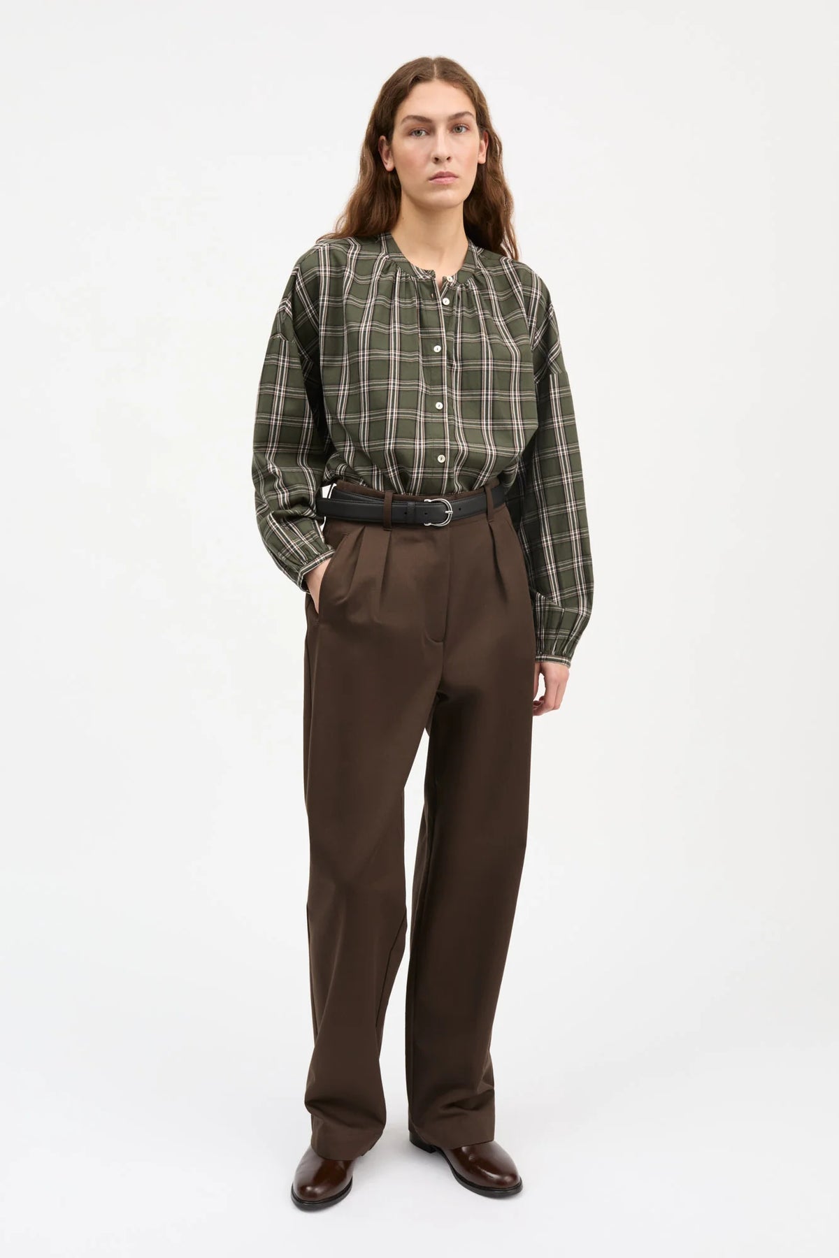 Skall Studio Cilla Shirt in Green / White Check