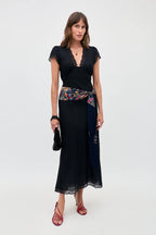 RIXO Marlice Silk Midi Dress in Black