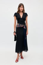 RIXO Marlice Silk Midi Dress in Black