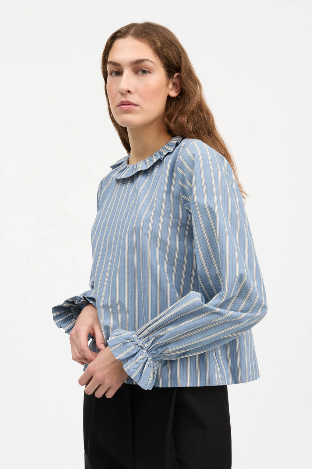 Skall Cornflower Blouse in Blue/Black/White