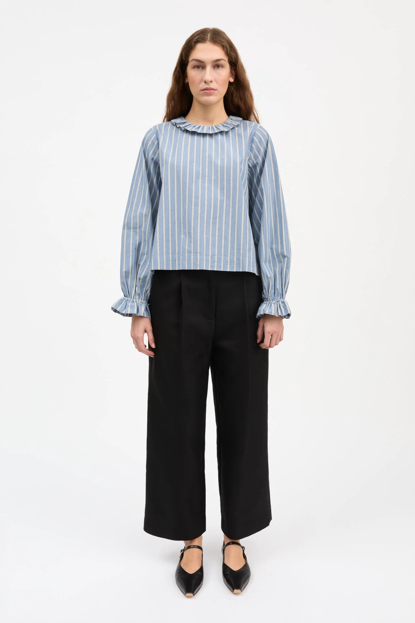 Skall Cornflower Blouse in Blue/Black/White