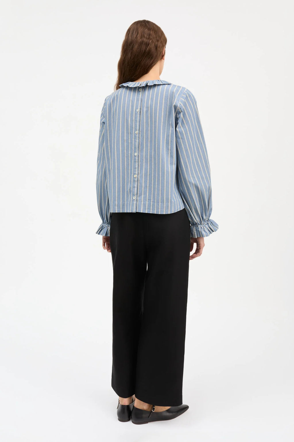 Skall Cornflower Blouse in Blue/Black/White
