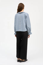 Skall Cornflower Blouse in Blue/Black/White