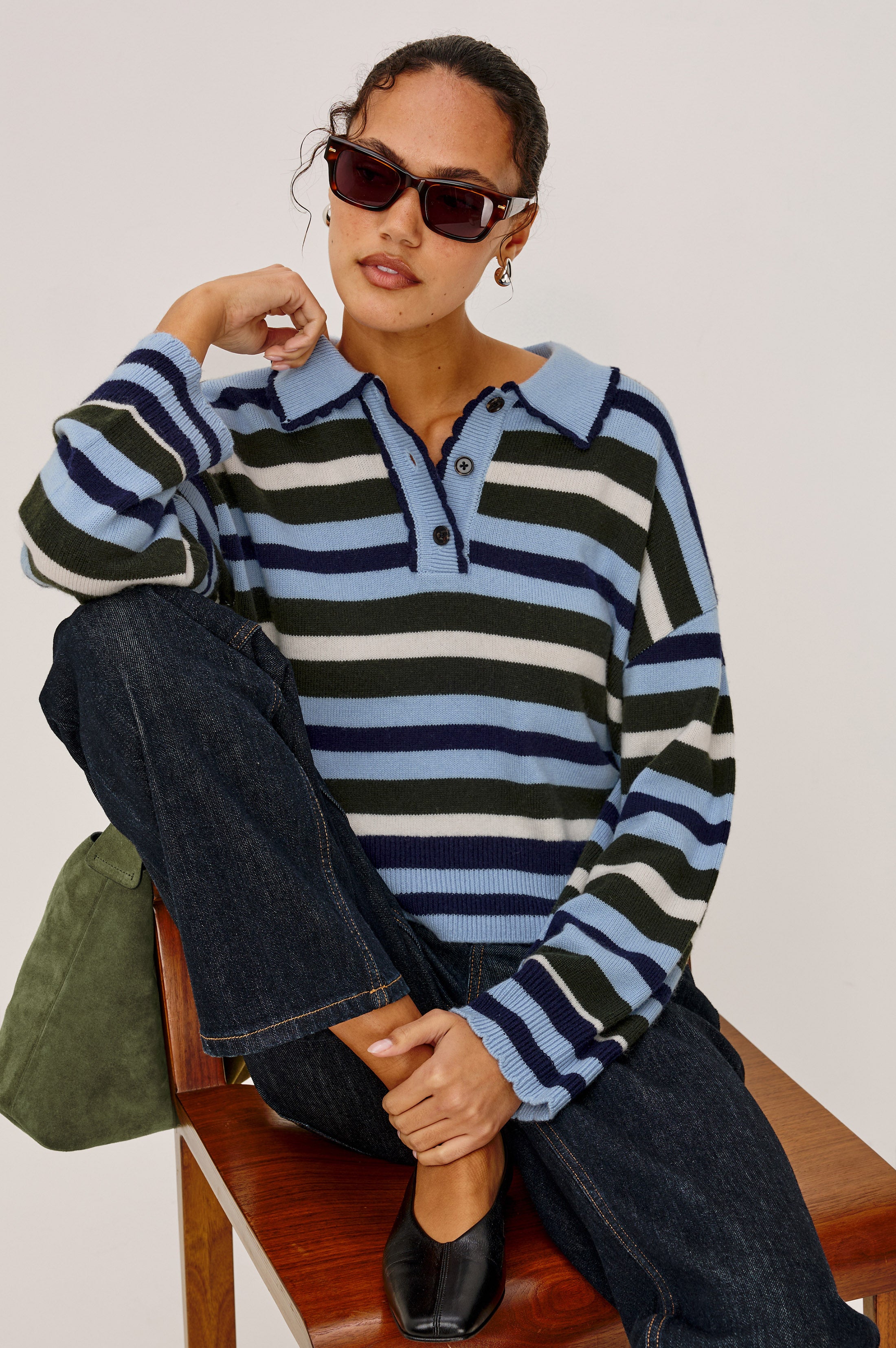 Rails Delora Sweater in Sky Forest Stripe