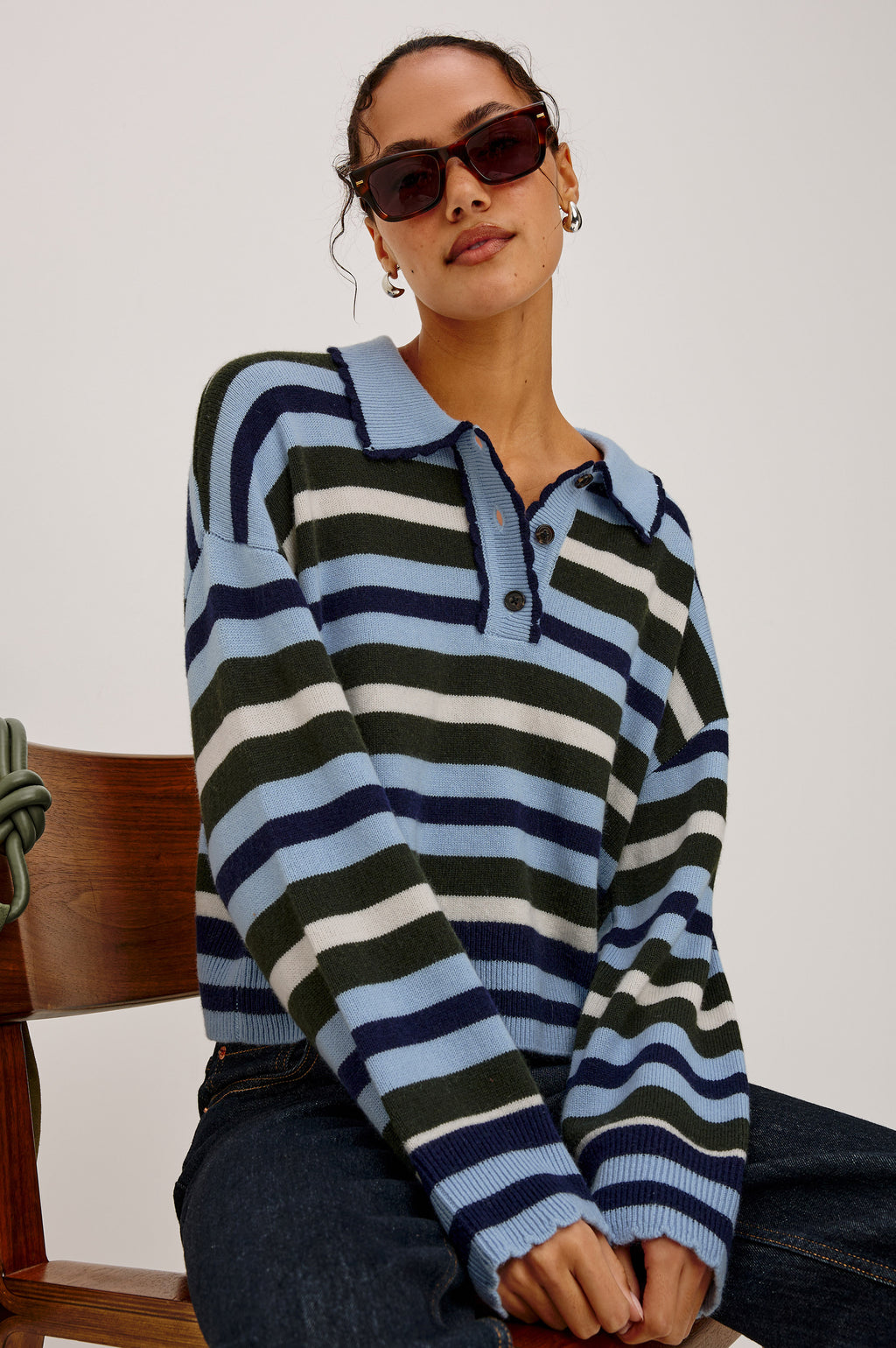 Rails Delora Sweater in Sky Forest Stripe