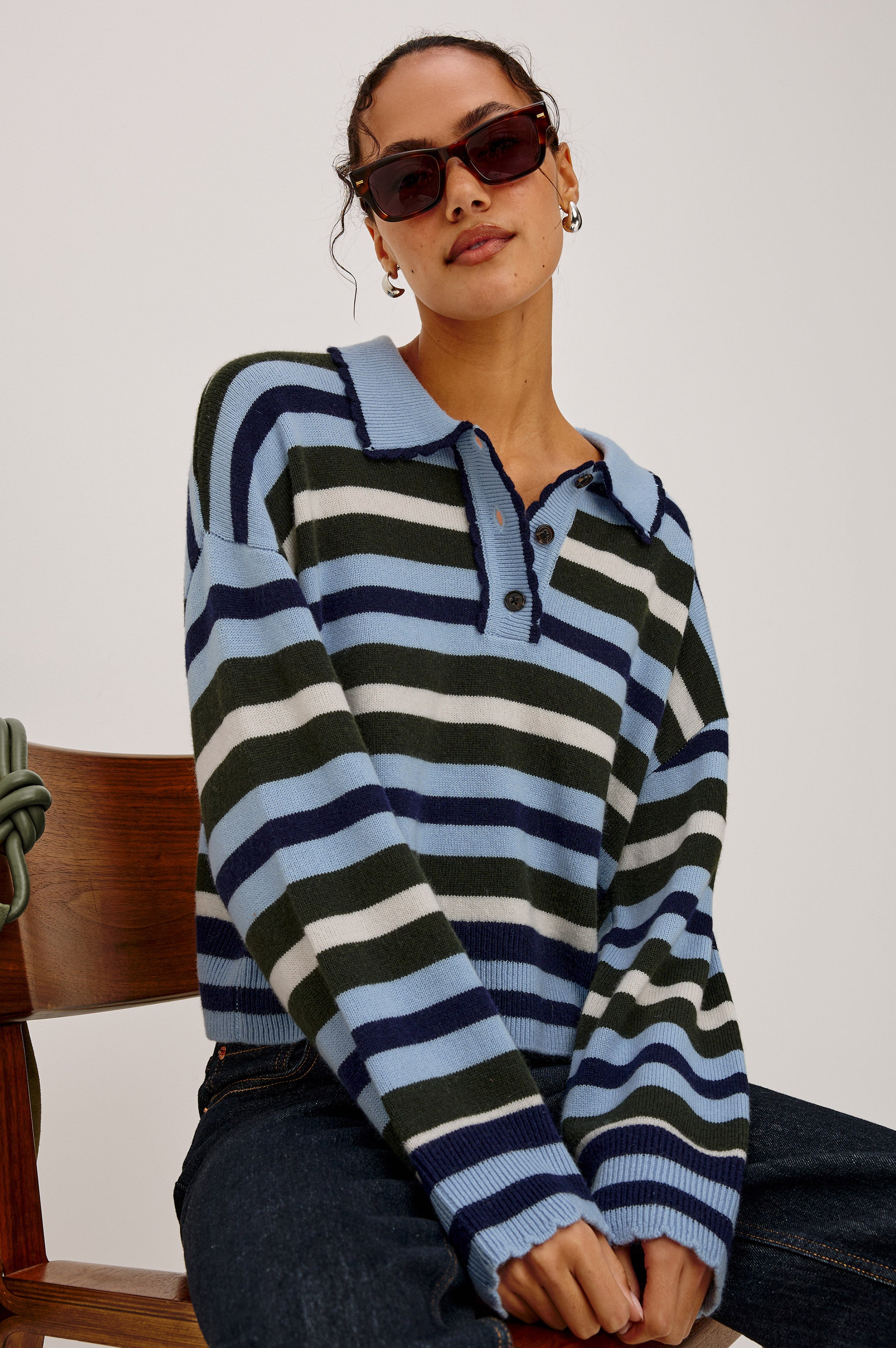 Rails Delora Sweater in Sky Forest Stripe