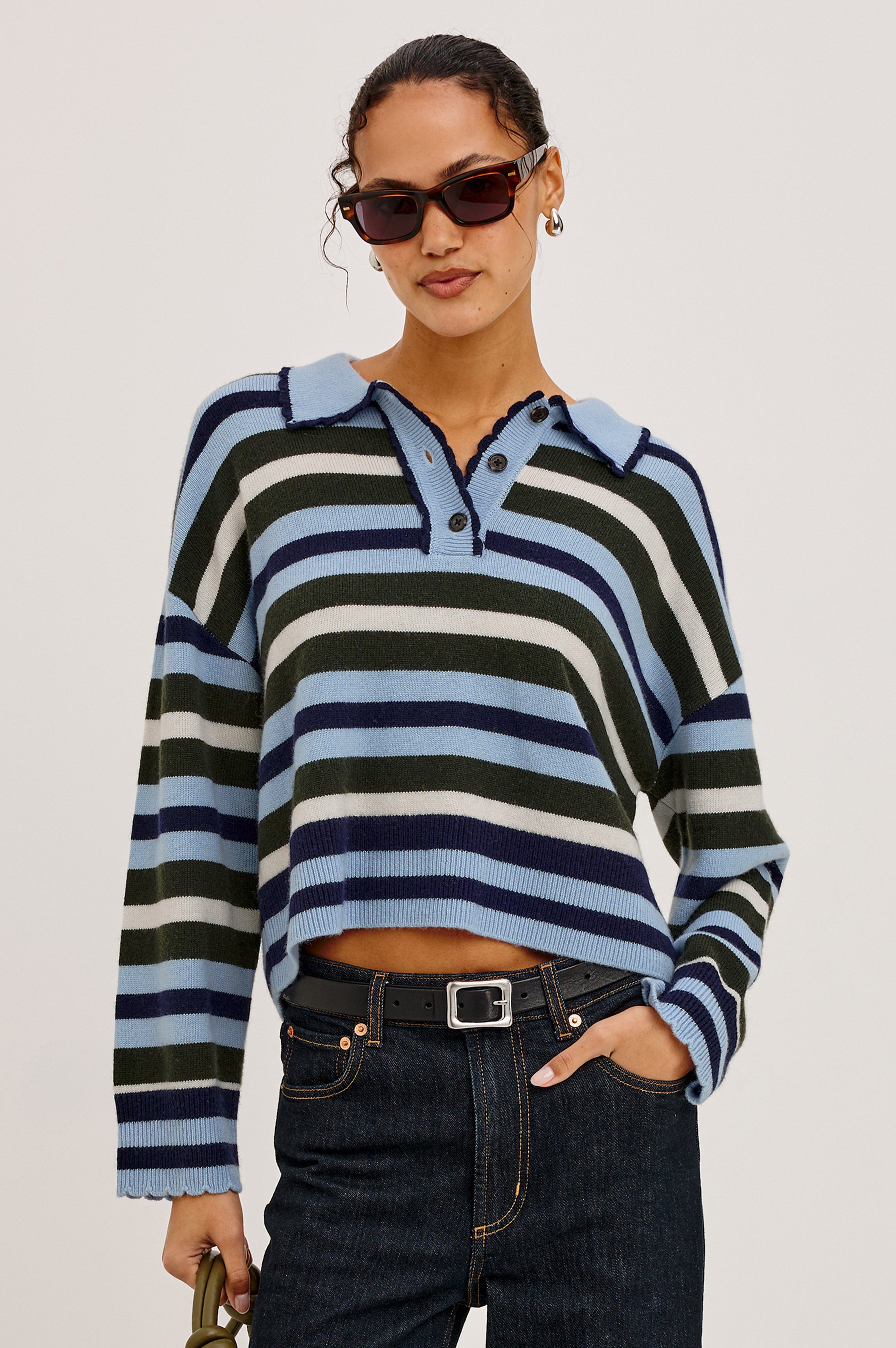 Rails Delora Sweater in Sky Forest Stripe