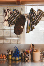 Damson Madder Double Oven Glove in Dark Leopard/Lilac