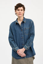 Skall Edgar Denim Shirt in Washed Dark Blue