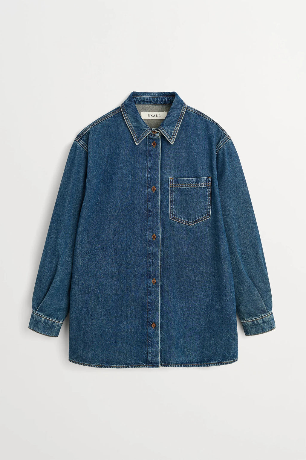 Skall Edgar Denim Shirt in Washed Dark Blue
